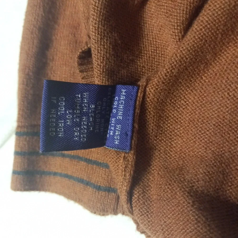 Alan Flusser Mens COTTON Cashmere 1/4 Zip Pullover Sweater RUST BROWN X-LARGE